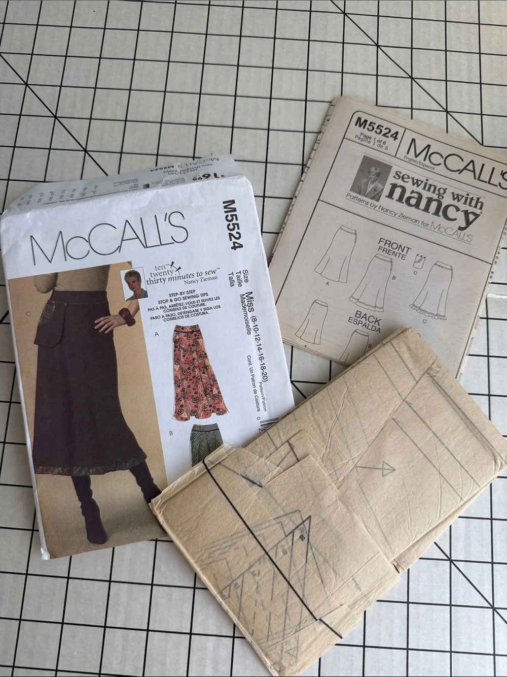 McCall’s M5524 Sewing with Nancy Bias Skirt Pattern Sz 8-20 Uncut Factory Folded